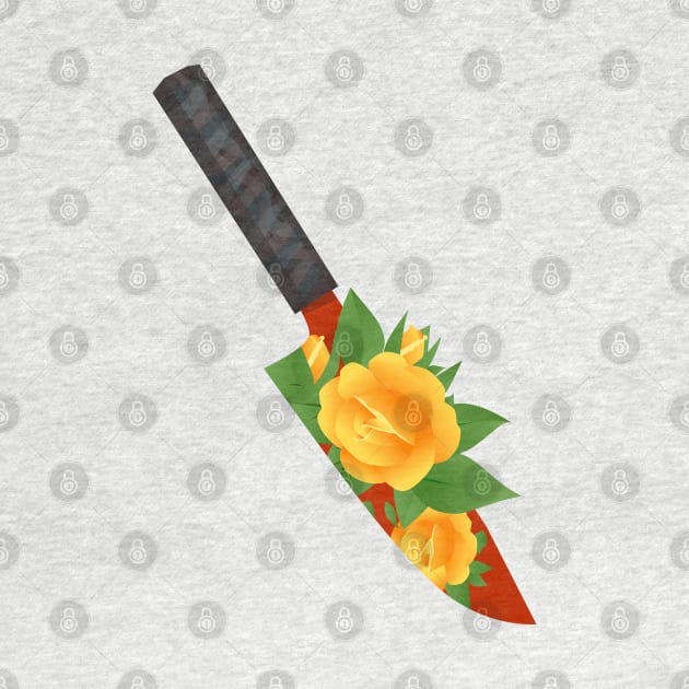 Knife with Yellow Roses by JojaShop